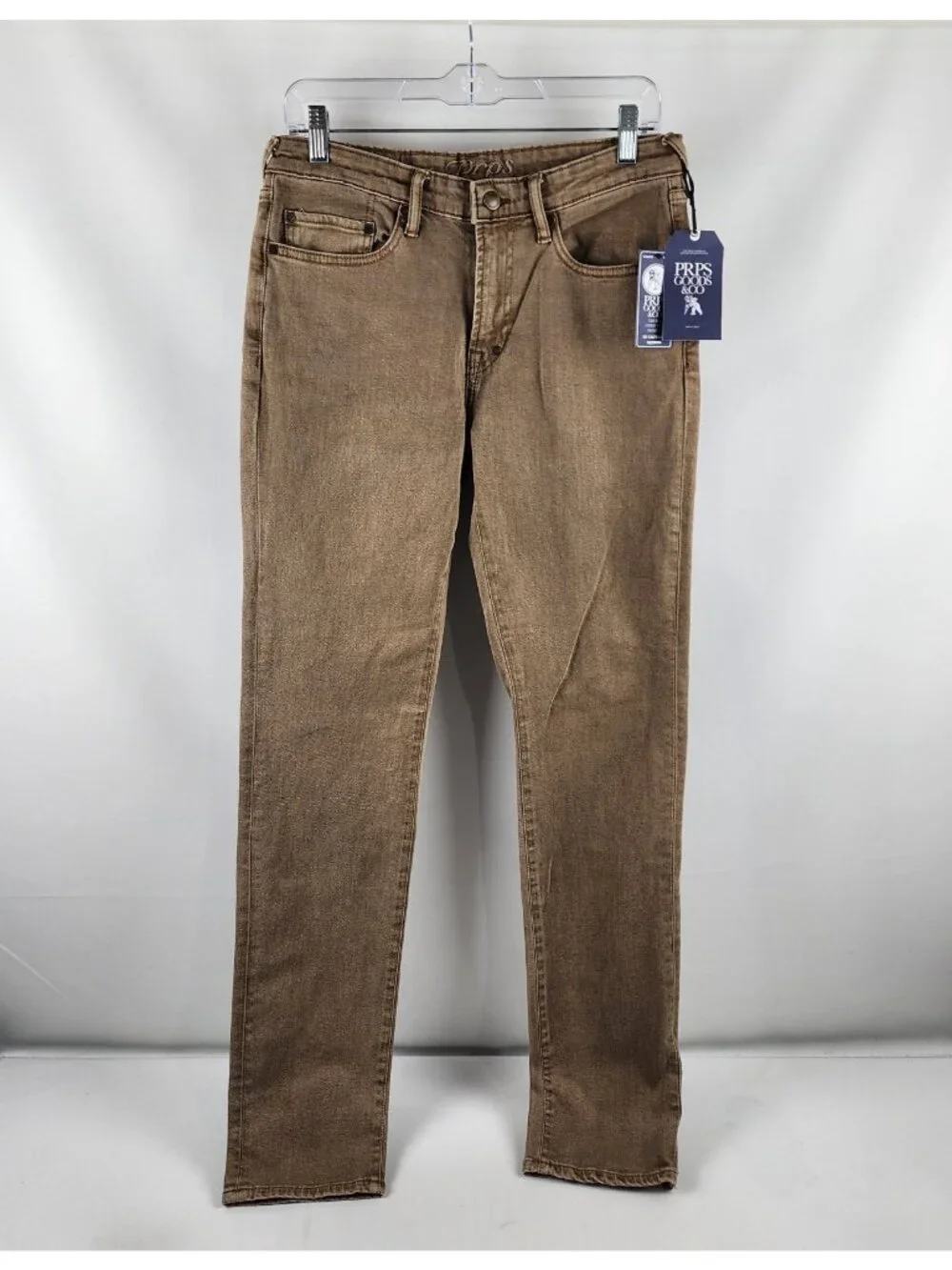 Prps Le Sabre Jeans Men 30x33 Brown Khaki Slim Straight Leg Japanese Denim NWT